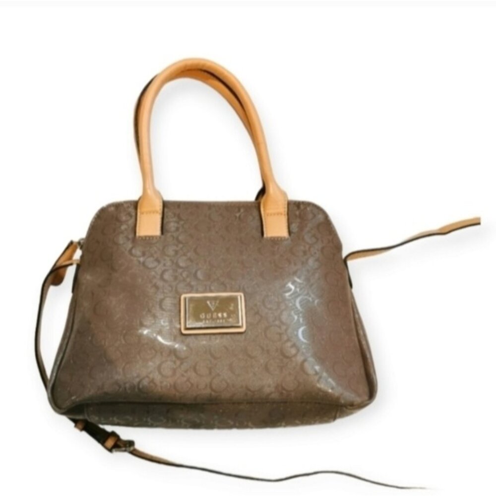 Guess top handle bag Brown vernis faux leather